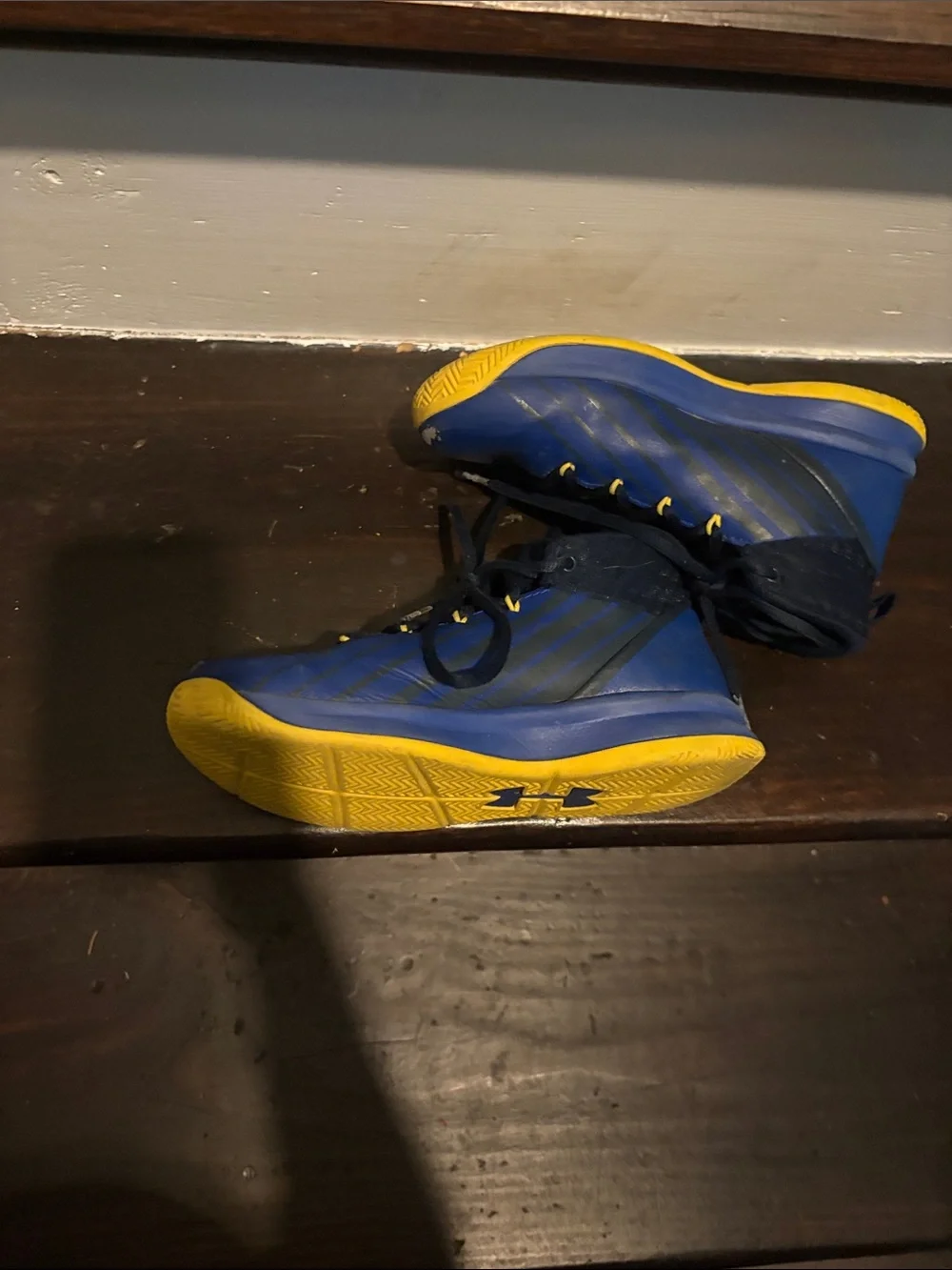Under Armour Navy Blue and Yellow Basketball Sneakers
